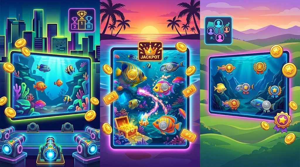 Fish shooter sweepstakes casino scenes representing Ohio Florida and North Carolina players in 2026