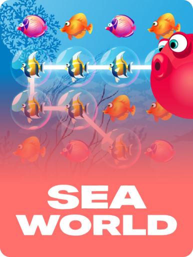 casinoGames A vibrant, cartoon-style image of a casino games website, featuring a large red fish with a big eye, surrounded