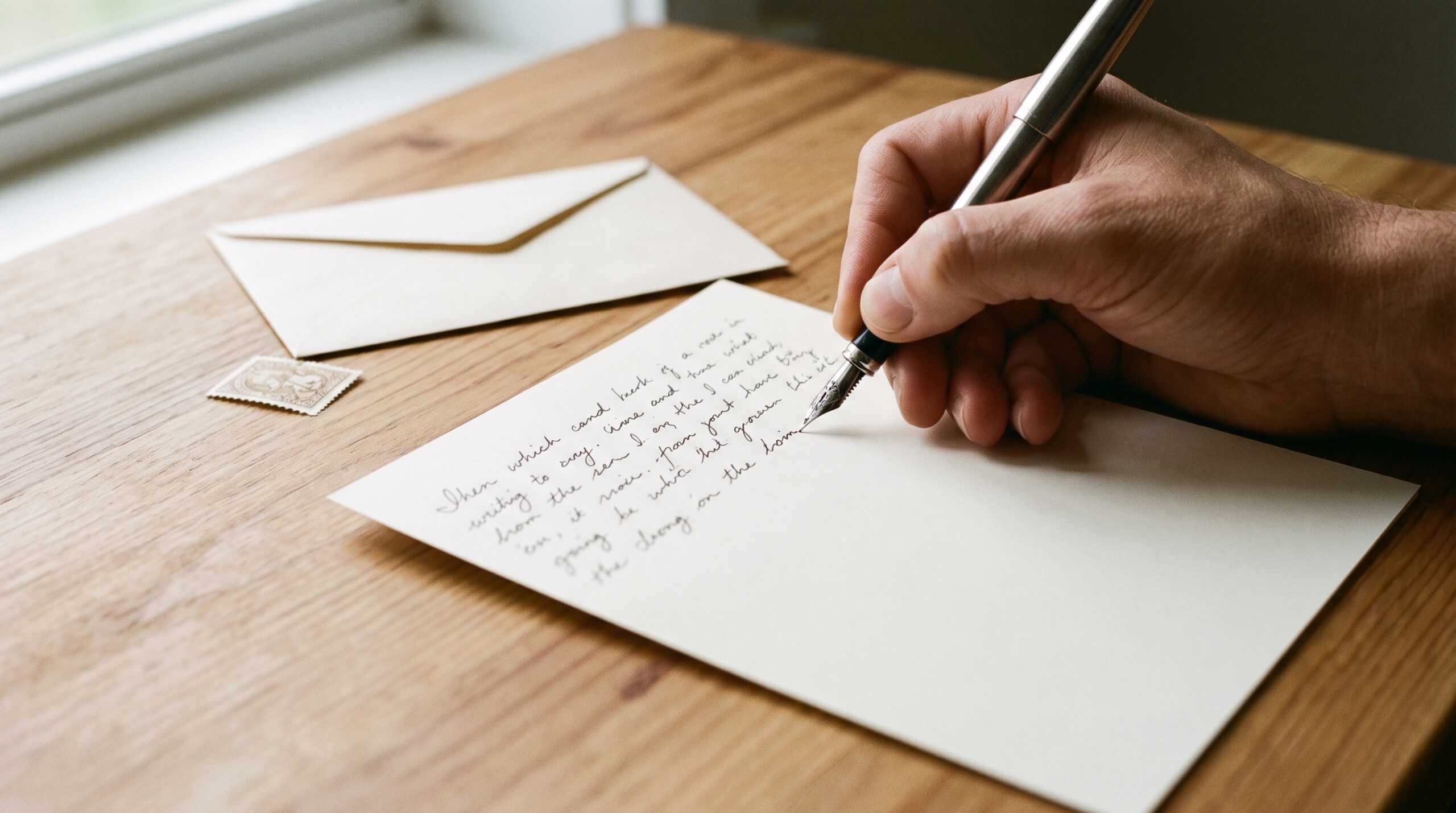 Hand preparing a mail-in free entry request, an example of an AMOE