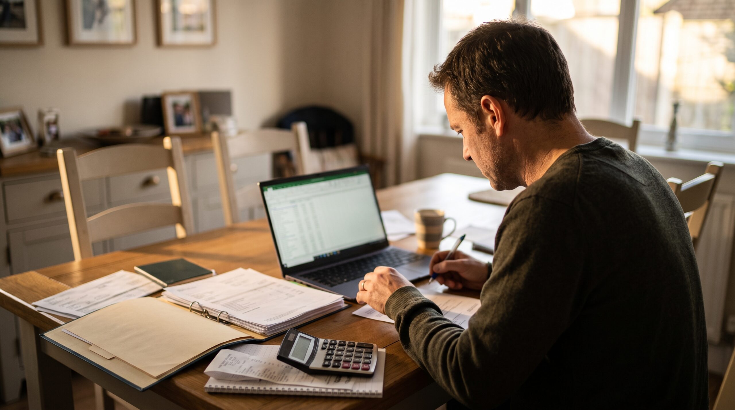 Man reviewing paperwork and checking for scams and taxes on prizes